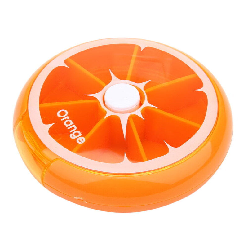 Outdoor Travel Pill Portable 7 Day Rotating Pill Case Orange