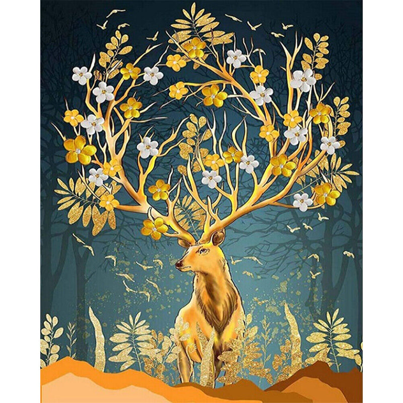 Golden Deer Oil Paint By Numbers Kit DIY Home Decoration Gift Wall Art Pictur