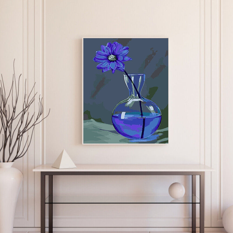 Blue Chrysanthemum Oil Paint By Numbers Kit DIY Acrylic Painting on Canvas Arts