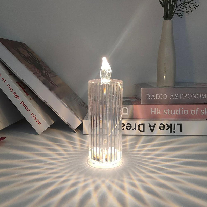 LED Diamond Candle Light Acrylic Crystal Night Lamp Home Bedroom Decor (A)