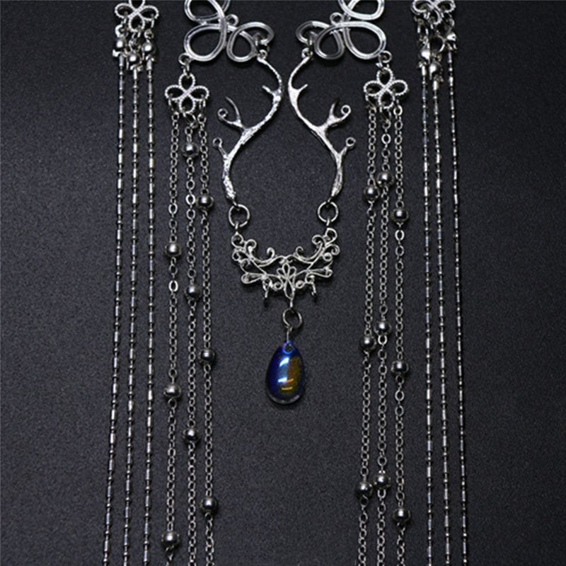 Headdress Rhinestone Fringed Forehead Chain Crystal Long Tassel Headwear