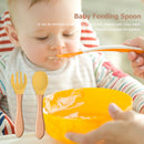 Baby Wooden Silicone Feeding Spoon Toddlers BPA-free Tableware (28) Newly