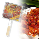 Barbecue Grilling Basket Grill BBQ Net Wooden Handle Steak kcc0 Fish Meat B8L2