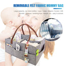 Baby Felt Storage Nursery Basket with Handle Large Pocket (Leather)