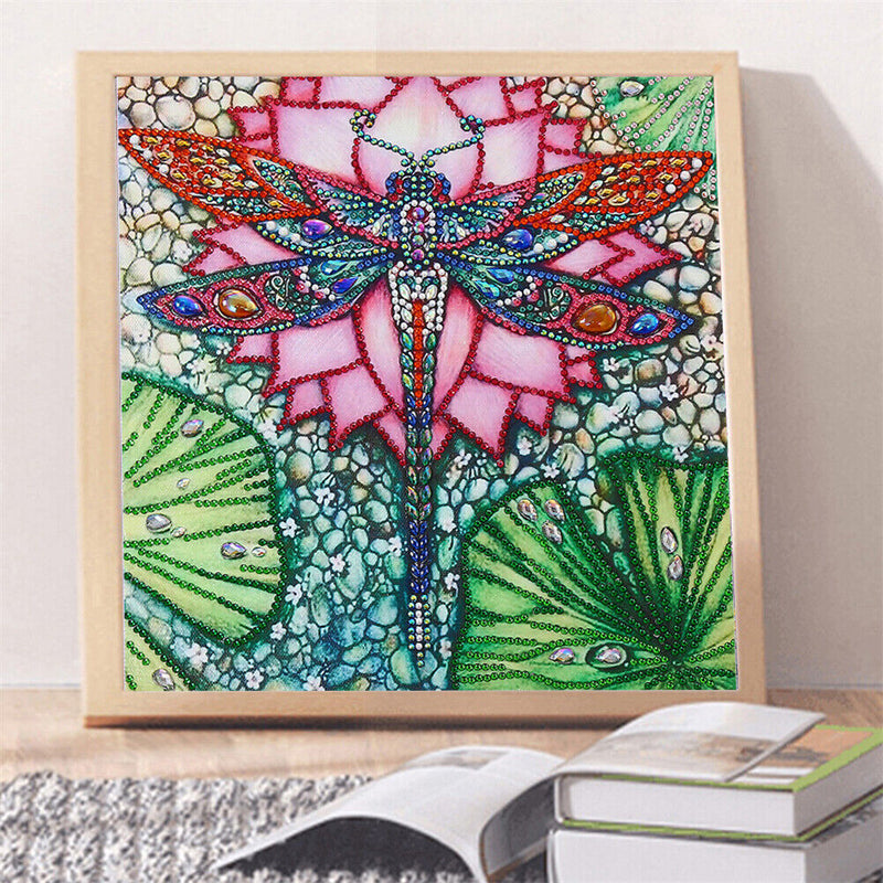 Mosaic Special Shape DIY Lotus Dragonfly Diamond Painting Rhinestone 5D Kit