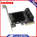 6 Port SATA III to PCIe PCI Express 3.0 X4 6Gbps Expansion Card Adapter for HDD