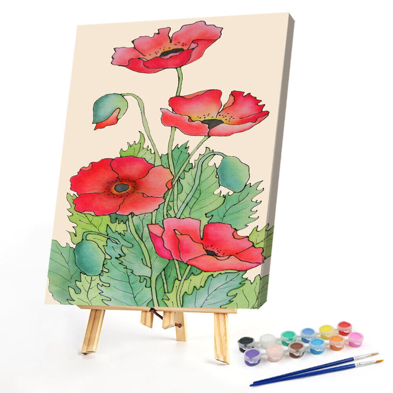 Lotus Acrylic Oil Paint By Numbers Set Canvas Drawing DIY Hand Painted Wall Art