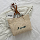 Letters Straw Shoulder Bags Large Capacity Women Summer Beach Underarm Tote Bag
