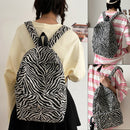 Preppy Style Women Zebra Pattern Printing Handbag Rucksack Casual Large Backpack