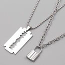 Women Men Party Jewelry Punk Choker Chain Necklace Collar Key Lock Pendant