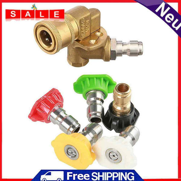5pcs Spray Nozzle Tips 1/4 with Pivoting Coupler Pressure Washer Accessories Kit