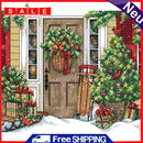 DIY Printed Welcome Christmas Cross Stitch Partial Embroidery Canvas Wall Decor