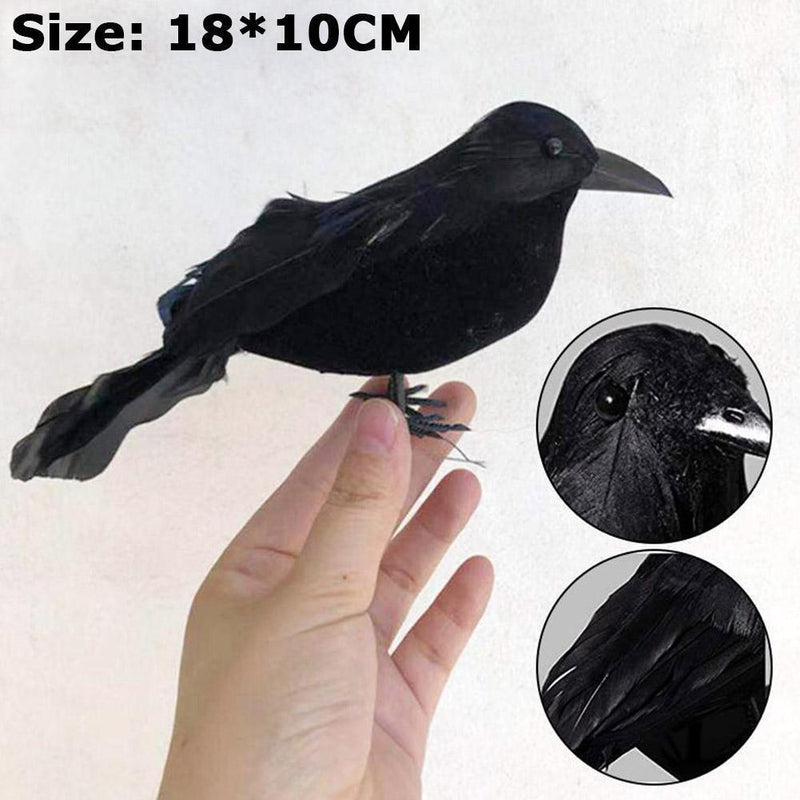 Halloween Stuffed Feather Crow Bird Black Ravens Fancy Prop Decor Home C9M2