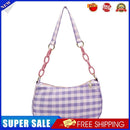 Fashion Women Oxford Cloth Plaid Print Underarm Bag Chain Handbags (Purple)