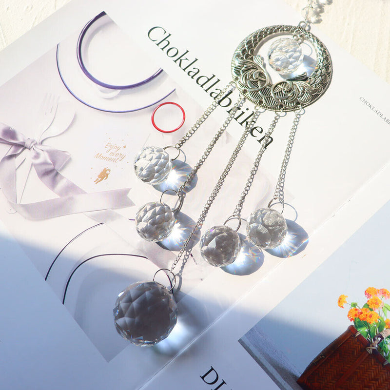 Crystal Wind Chime Crystal Round Ball Dream Catchers Curtain Hanging Wind Bells