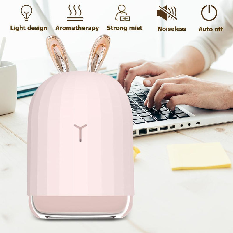 220ml USB LED Ultrasonic Air Humidifier Aroma Essential Oil Diffuser (Pink)