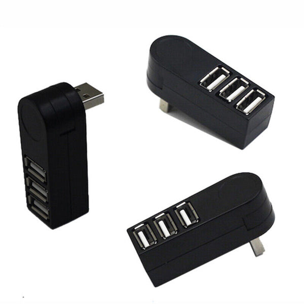 Mini 3 Port USB 2.0 Rotate Splitter HUB High Speed Laptop Expansion R6A9