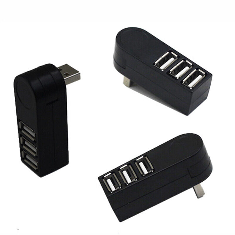 Mini 3 Port USB 2.0 Rotate Splitter HUB High Speed Laptop Expansion R6A9
