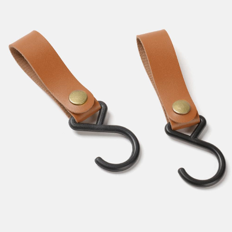 Outdoor PU Leather Hook Camping Tripod Clothes Keychain Hanger Hook (4pcs)