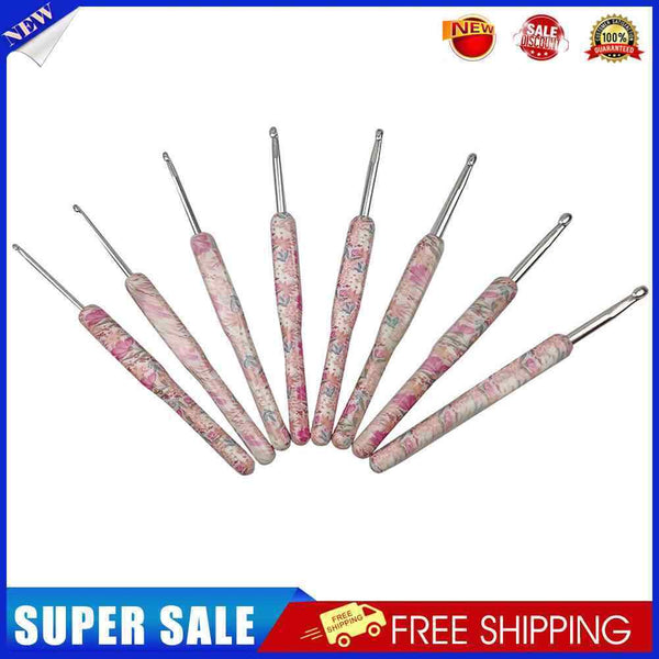 #A 8pcs Printed Crochet Hook Kit DIY Stitching Needle Yarn Knitting Craft Tools