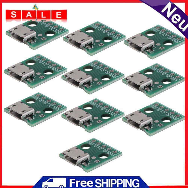 10pcs Micro USB Female to 2.54mm DIP PCB Converter Adapter Breakout Board Module