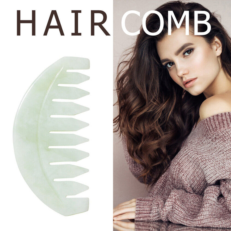Jade Hair Brush Scalp Massage Meridian Retro Gua Sha Scraping Stone Board Newly