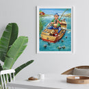 5D DIY Full Drill Diamond Painting Fishing Man Cross Stitch Embroidery Mosaic
