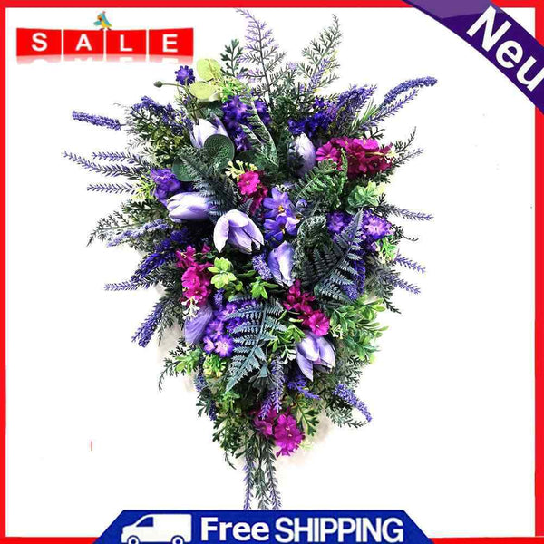Rustic Spring Wreath Flower Farmhouse Garland Front Door Swag Wall Hanging Decor