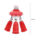 3 in 1 E27 to E27 Lamp Base Socket Splitter LED Light Bulb Holder (Red) Newly