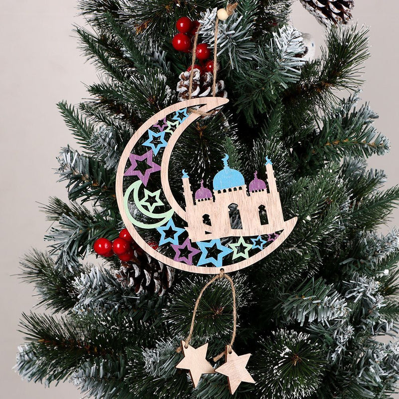 Wooden Kareem Eid Hanging Pendant DIY Craft Home Decorations Mubarak Ornament