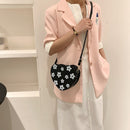 PU Leather Women Heart-shaped Crossbody Bag Women Flower Printed Purse Handbags