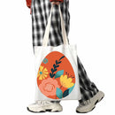 Women Canvas Flower Egg Pattern Shoulder Bag Fashion Large Capacity Handbag