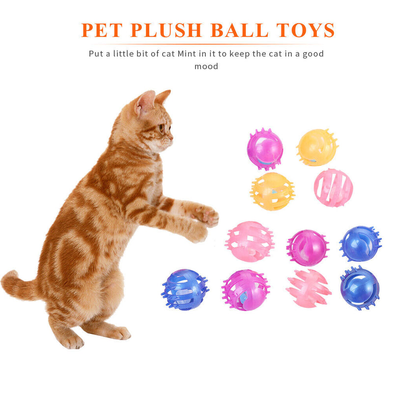 Pet Playing Hollowed Bell Toys Cat Teaser Kitten Scratch Rattle Ball Random