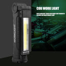 Portable COB Flashlight Rechargeable Work Camping Torch Folding Light (L)