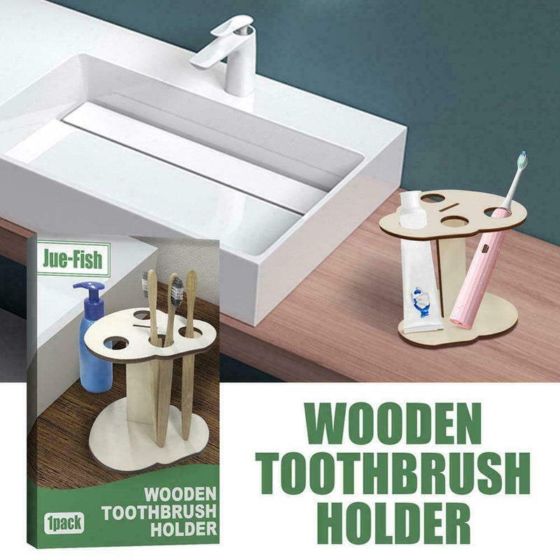 Wooden Bath Toothbrush Rack Travel Holder H5X0 E6B4