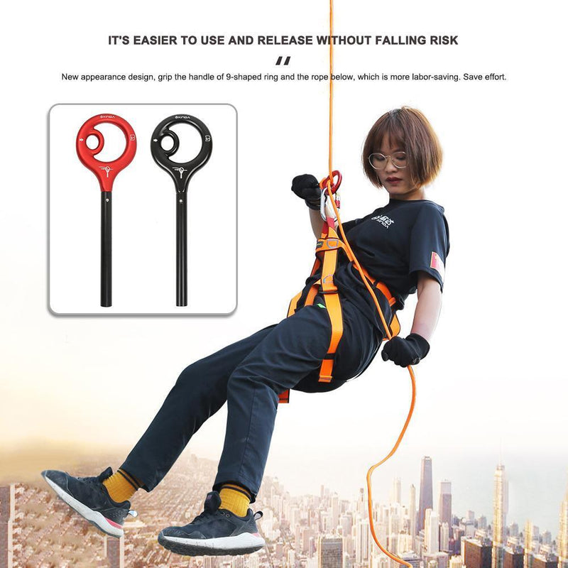 150kg Descender Climbing 9-Ring Downhill Rappelling Equipment (Black)