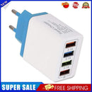 4 USB Wall Charger Phone Fast Charging Charger EU Plug Adapter (Lake Blue)