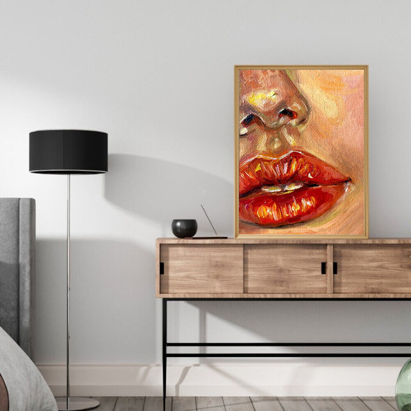 DIY Oil Paint by Numbers Red Lips Acrylic Drawing Coloring Picture Unique Gif