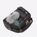 Women Messenger Handbag Shoulder Bag PU Leather Satchel Sling Bag/Black