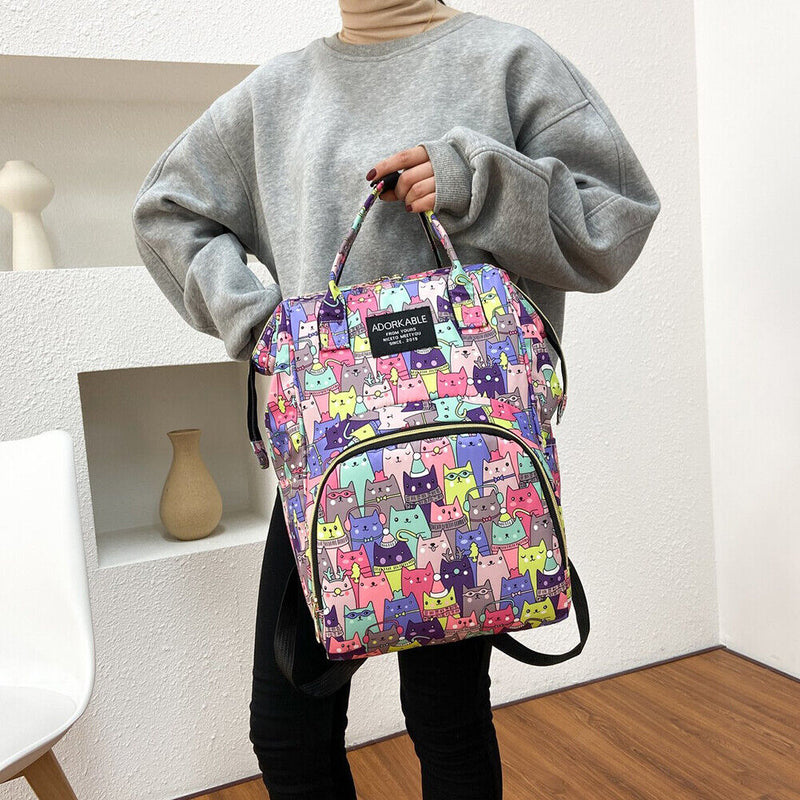 Fashion Women Printing Mummy Diaper Bag Nappy Large Handbag (Color Cats)