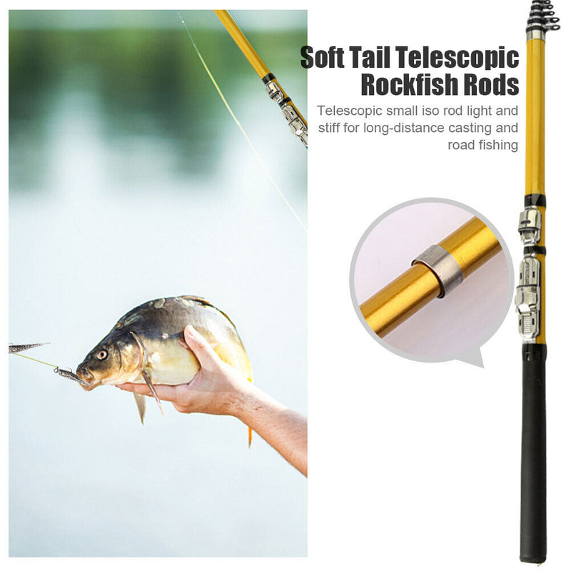Casting Spinning Fishing Rod 1.8-3.0m Telescopic Rock Hard Pole (2.1m) Newly