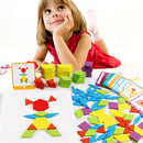 155pcs Wood Jigsaw Puzzle Board Set Tangram Kids Colorful Educational Toys Newly