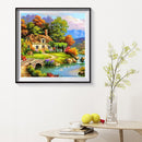 5D DIY Full Round Drill Diamond Painting Relaxing Village Cross Stitch Kit Newly