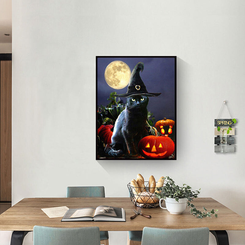 Snowvirtuos Halloween Black Cat 5D Full Drill Diamond Painting DIY Craft Cross