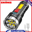 Ultra Bright Flashlight 6LED Powerful COB Side Lamp Rechargeable Torch Lights