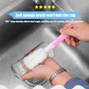 Sponge Long Handle Cup Brush Baby Glass Bottle Kitchen Cleaning Tool (Pink)