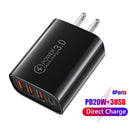 Portable 3 USB Port+PD20W Type-C Phone Charger Adapter Cellphone Charging Head