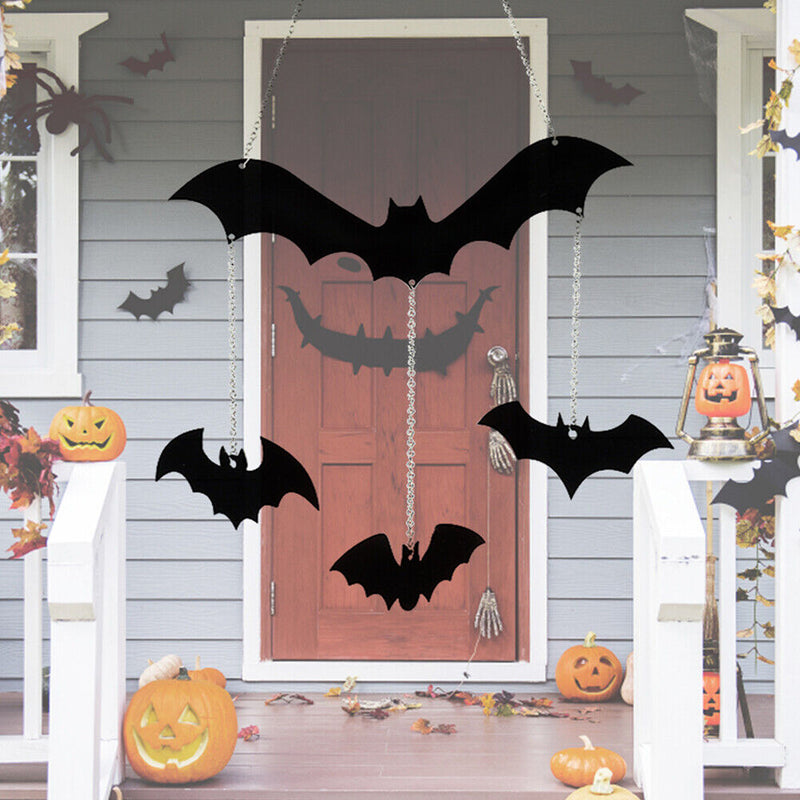 Halloween Bats Hanging Ornaments Wrought Iron Garden Yard Decoration Theme Party