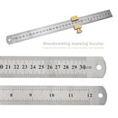 30cm Steel Ruler Woodworking Angle Scriber Brass Locator Positioning Block Newly