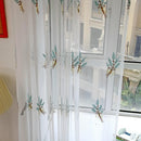 2m Screen Embroidery Sheer Voile Window Drape Curtain for Living Room(Blue)